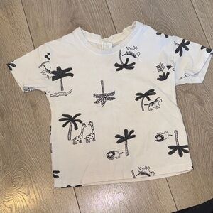H&M Kids' White T-Shirt with Black Animal Graphics